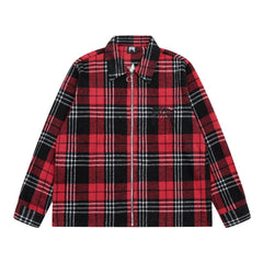 Revenge Plaid Embroidered Logo Flannel Zip Jacket