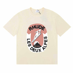 Rhude Les Deux Alpes Alpine Skiing Classic Sunrise Print T-Shirt