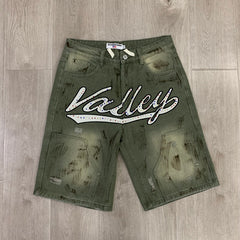 Vale Forever Splatter Paint Distressed Denim Shorts