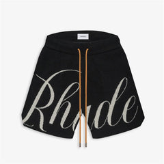 Rhude letter logo jacquard drawstring shorts