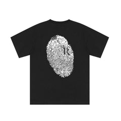 Revenge Fingerprint Graphic Print Oversized Cotton Tee