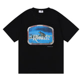 Rhude LONE WOLD Loose Casual Crew Neck Short Sleeve T-Shirt