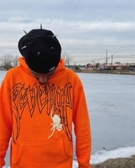 Revenge Halloween Halloween Skull Puff Print Fleece Hoodie