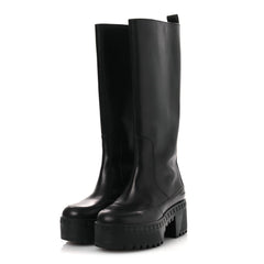 Calfskin Laureate Platform High Boots 36 Black