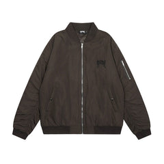 Revenge Embroidered Logo Oversized Zipper Bomber Jacket