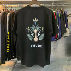 Rhude Las Palmas Coconut Print Round Neck T-shirt