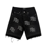 MIXED EMOTION Rhinestone Denim Shorts
