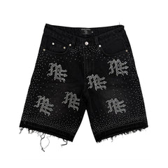 MIXED EMOTION Rhinestone Denim Shorts