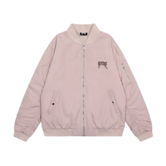 Revenge Embroidered Logo Oversized Zipper Bomber Jacket