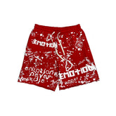 MIXED EMOTION Red “Graffiti” Shorts