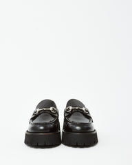 Gucci Black Leather SHW Horsebit Lug Sole Loafers - 41.5
