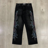 Vale Valley Hip Hop Rhinestone Straight Jeans