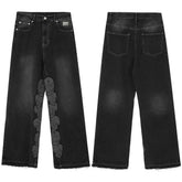 Revenge Multi Needle Embroidered Washed Straight Jeans