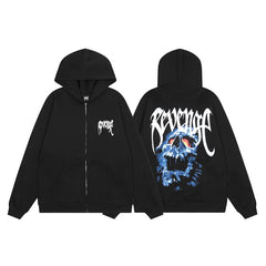 Revenge Autumn Winter Heavyweight Fleece Zip Up Hoodie