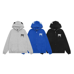 Revenge Autumn Winter Embroidered Logo Zip Up Hoodie