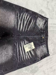 Vale Forever Streetwear Black Rhinestone Straight Jeans