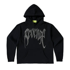 Revenge Diamond Heart Rhinestone Fleece Streetwear Hoodie