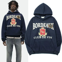 RHUDE Vintage Fleece Oversized Letter Print Hooded Sweatshirt