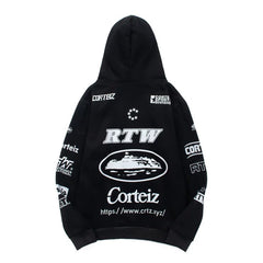 Corteiz All-Over Multi-Logo Heavyweight Hoodie - Black