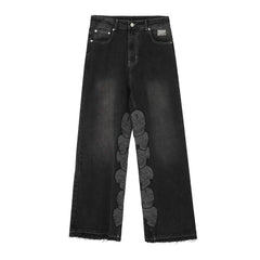 Revenge Multi Needle Embroidered Washed Straight Jeans