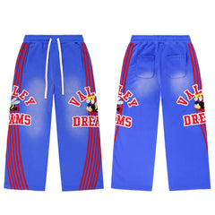 Vale Valley Bee Embroidered Distressed Striped Track Pants