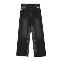 Revenge Multi Needle Embroidered Washed Straight Jeans