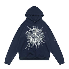 Sp5der Arachnophobia Web Graphic Navy Blue Pullover Hoodie
