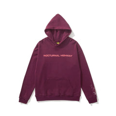Sp5der "NOCTURNAL HIGHWAY" Burgundy Pullover Hoodie