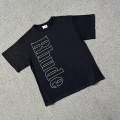 RHUDE Hollow Letter Graphic Pure Cotton Summer Tee