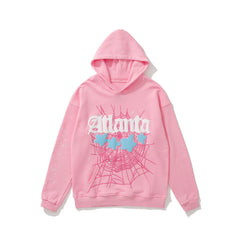 Sp5der "Atlanta" Web & Star Graphic Pink Pullover Hoodie