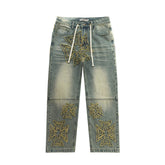 Vale Valley Retro Embroidered Distressed Straight Jeans