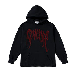 Revenge Diamond Heart Rhinestone Fleece Streetwear Hoodie