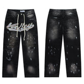 Vale Valley Retro Embroidered Rhinestone Straight Jeans