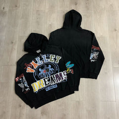 VALE VALLEY Heavyweight Patchwork Embroidered Zip Hoodie