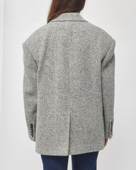 Gucci Grey Chevron Wool Blazer Coat - 44/US L