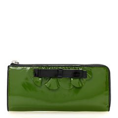 Patent Bow Flap Wallet Green Black