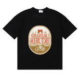 RHUDE American Retro Letter Print Loose Casual T-Shirt