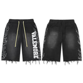 Vale High Street Flame Graphic Distressed Denim Shorts