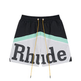 RHUDE Color Block Letter Print Quick Dry Shorts