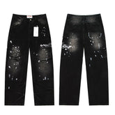 Vale Forever Retro Graffiti Distressed Straight Jeans
