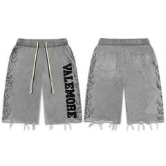 Vale High Street Flame Graphic Distressed Denim Shorts