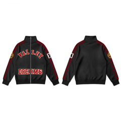 Vale Valley Retro Embroidered Stand Collar Zip Jacket