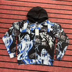 VALE VALLEY Liberty Printed Spliced Zip Hoodie