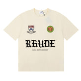 RHUDE American Retro Letter Print Loose Casual T-Shirt