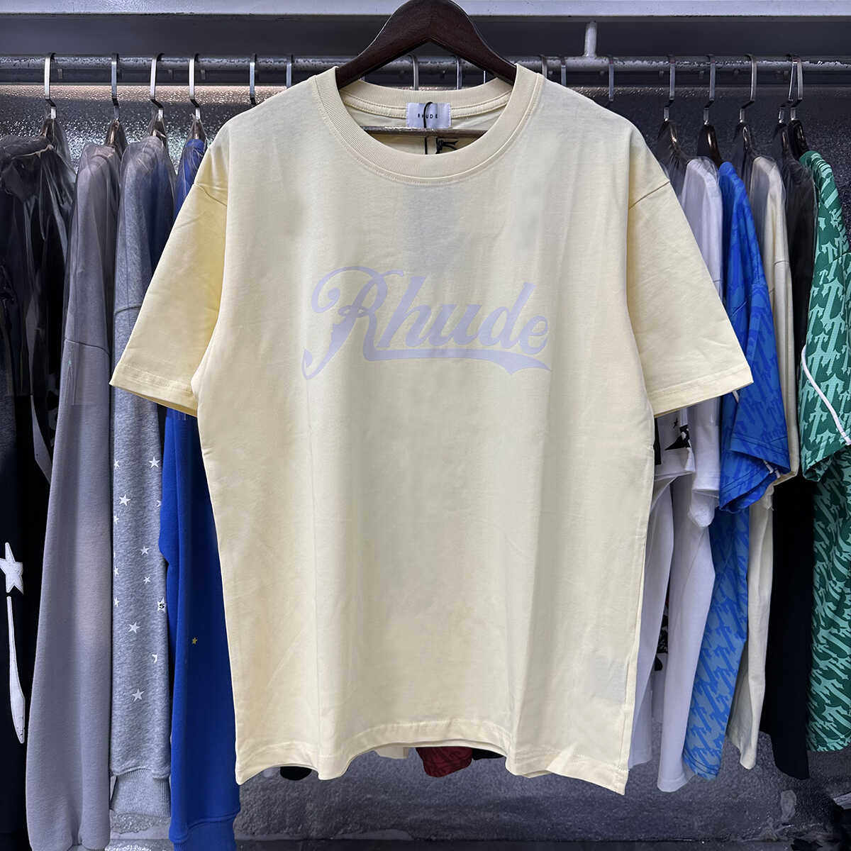 Rhude Sketch Logo Printed Comfortable Loose-Lined Couple T-shirt