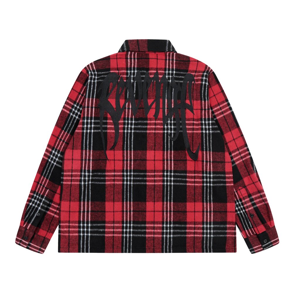 Revenge Plaid Embroidered Logo Flannel Zip Jacket