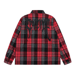 Revenge Plaid Embroidered Logo Flannel Zip Jacket