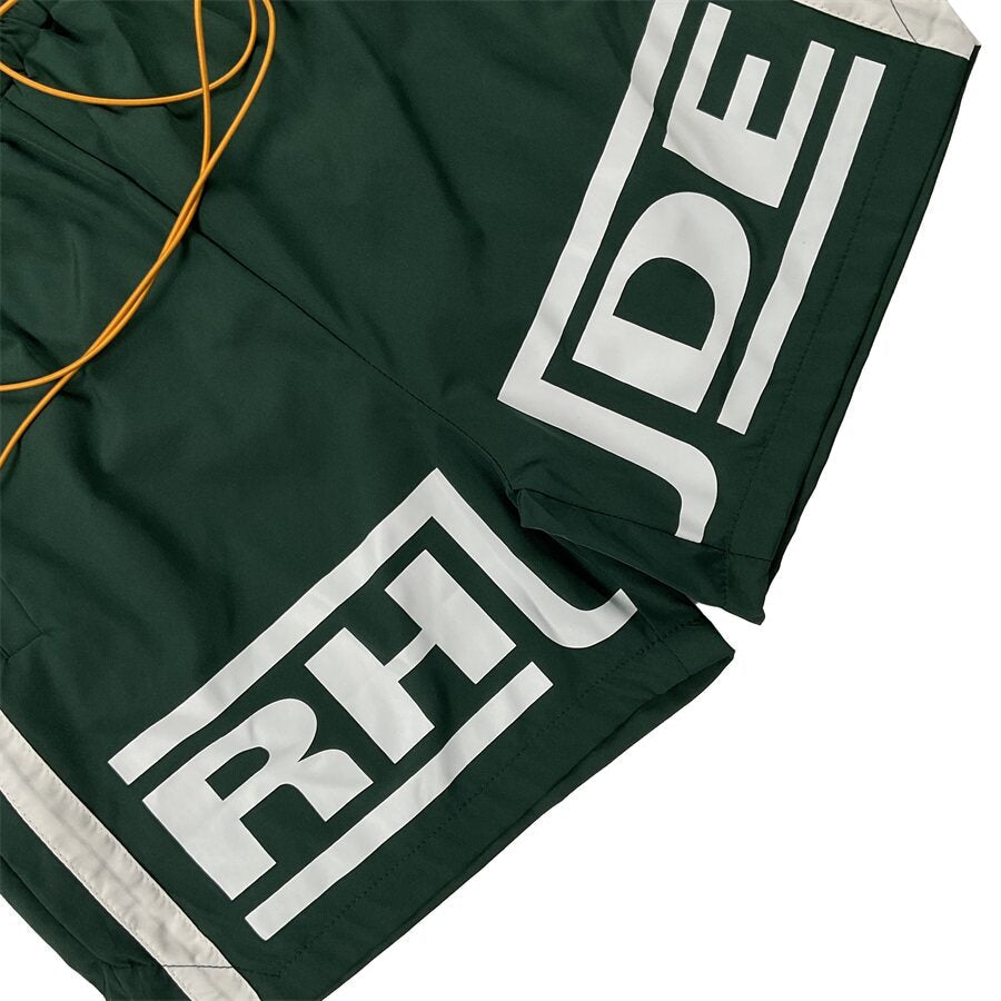 Rhude Contrasting color patchwork drawstring short pants