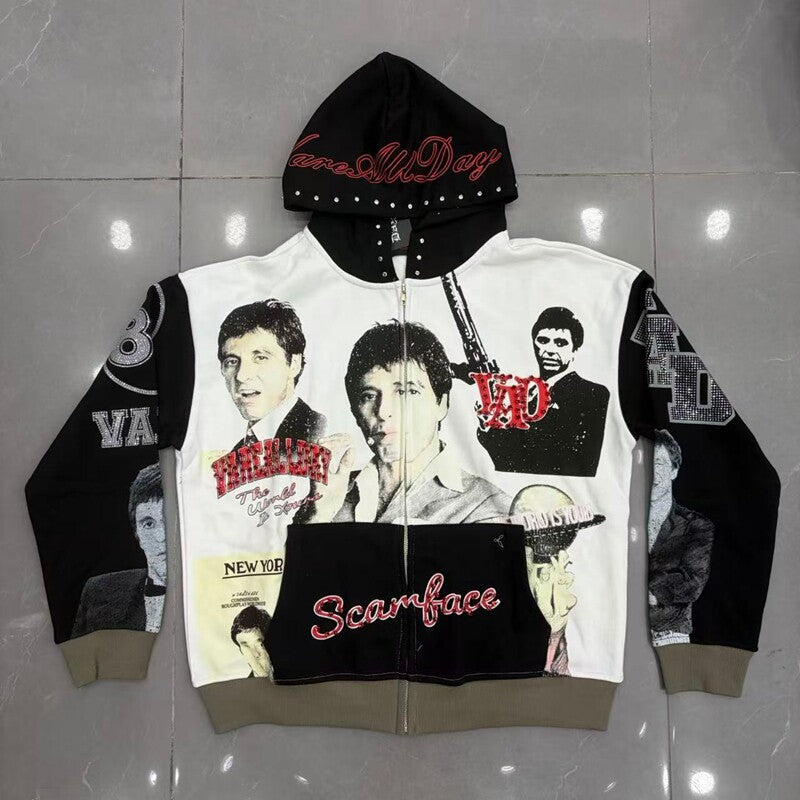 Vale Forever Movie Portrait Printed Zip Up Hoodie