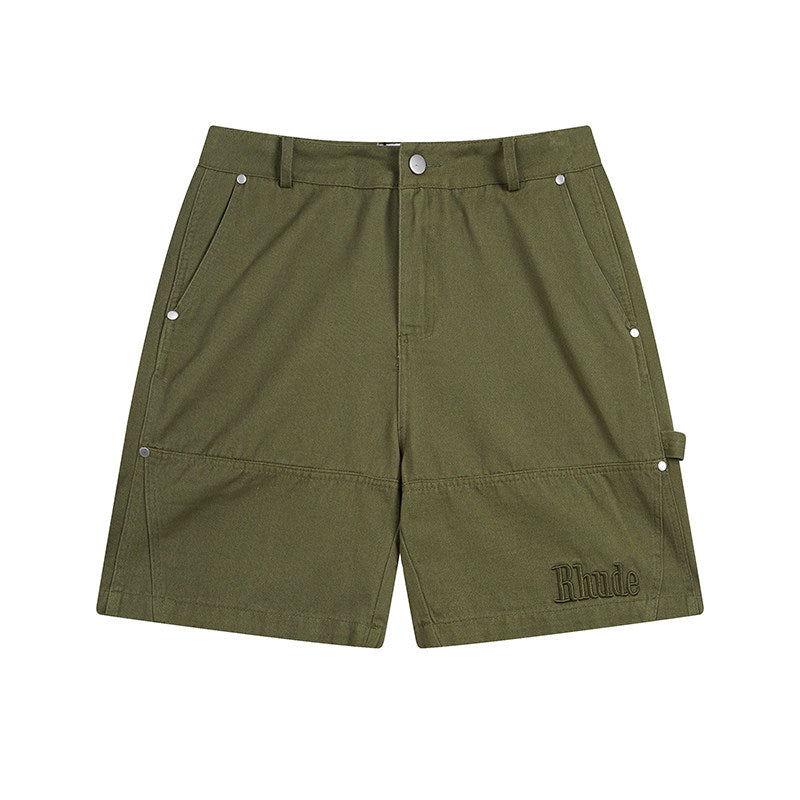 Rhude Hip-hop trend fashion wash denim cargo shorts